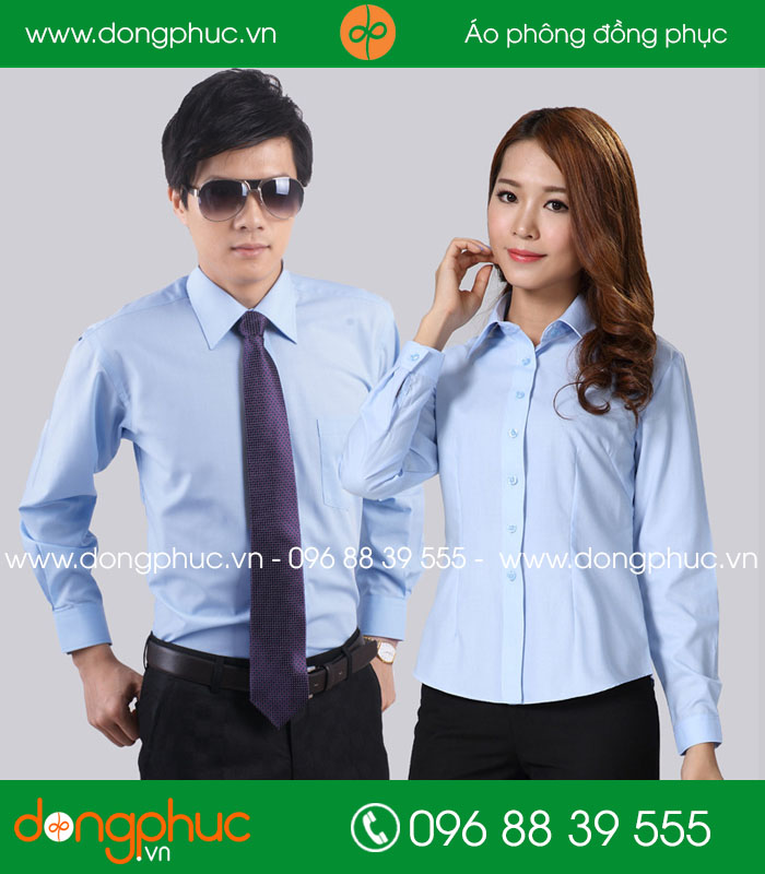 Đồng phục áo sơ mi màu xanh dương